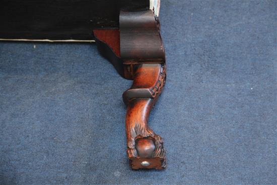 A Georgian style mahogany hump back settee, W.7ft D.3ft H.3ft 5in.